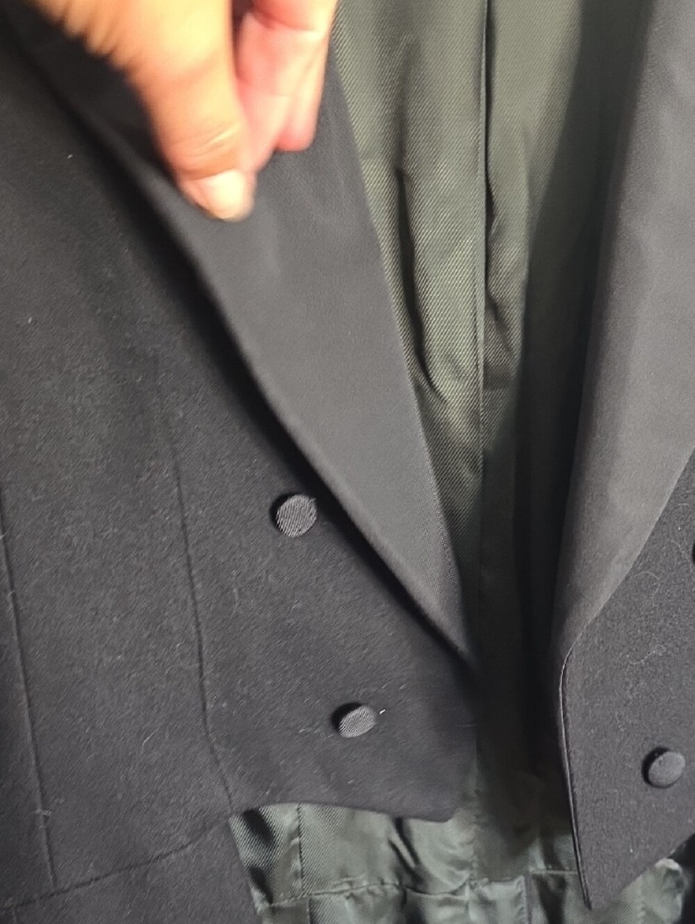 Ralph Lauren Black Cropped Tuxedo Blazer with Peak Lapel 100% Wool - Picture 3 of 11